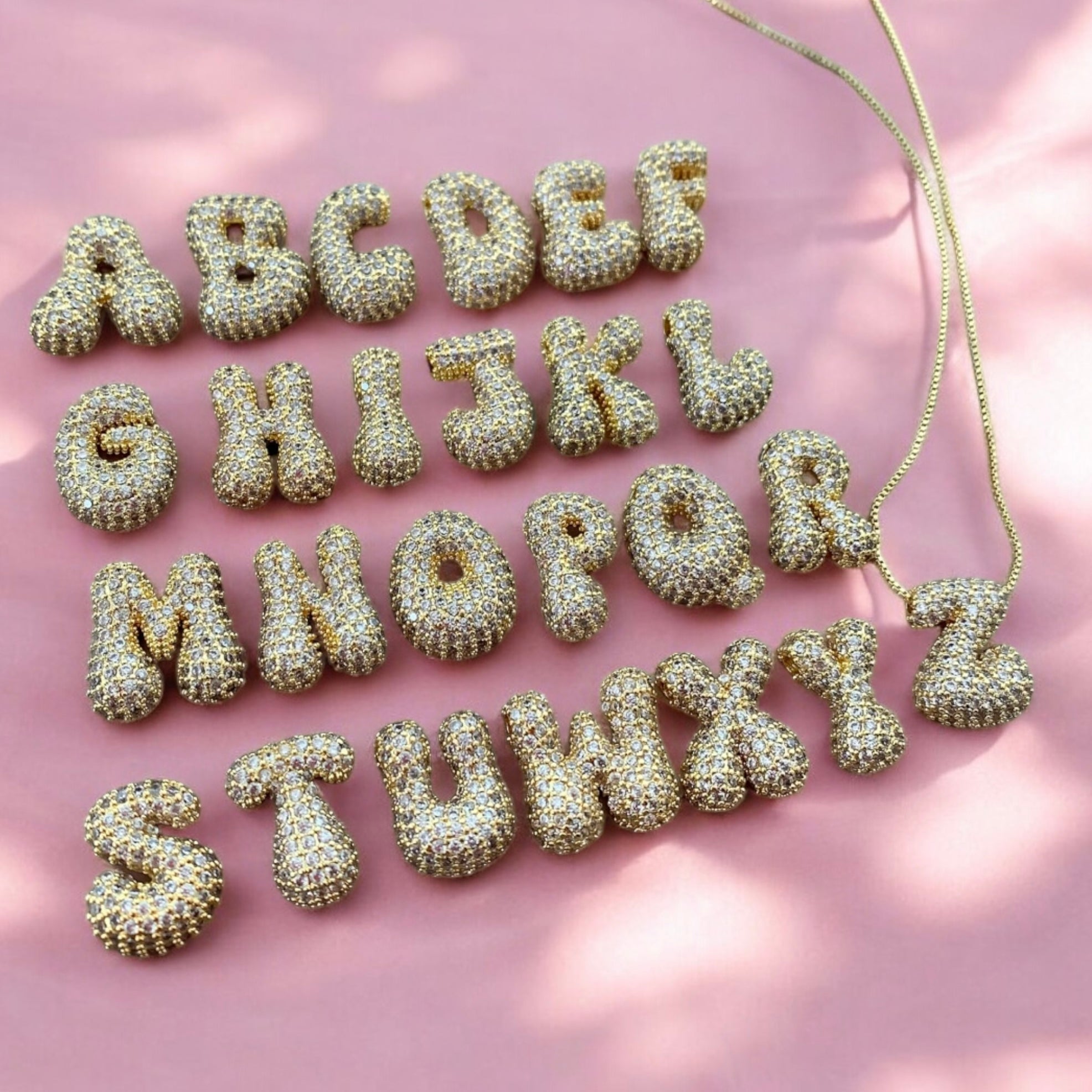 Iced out bubble letter  necklace