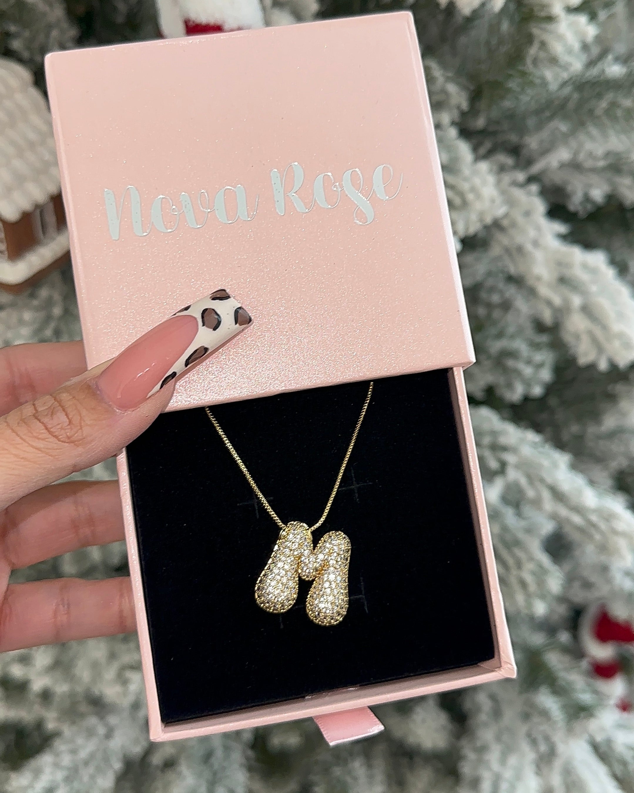 Iced out bubble letter  necklace