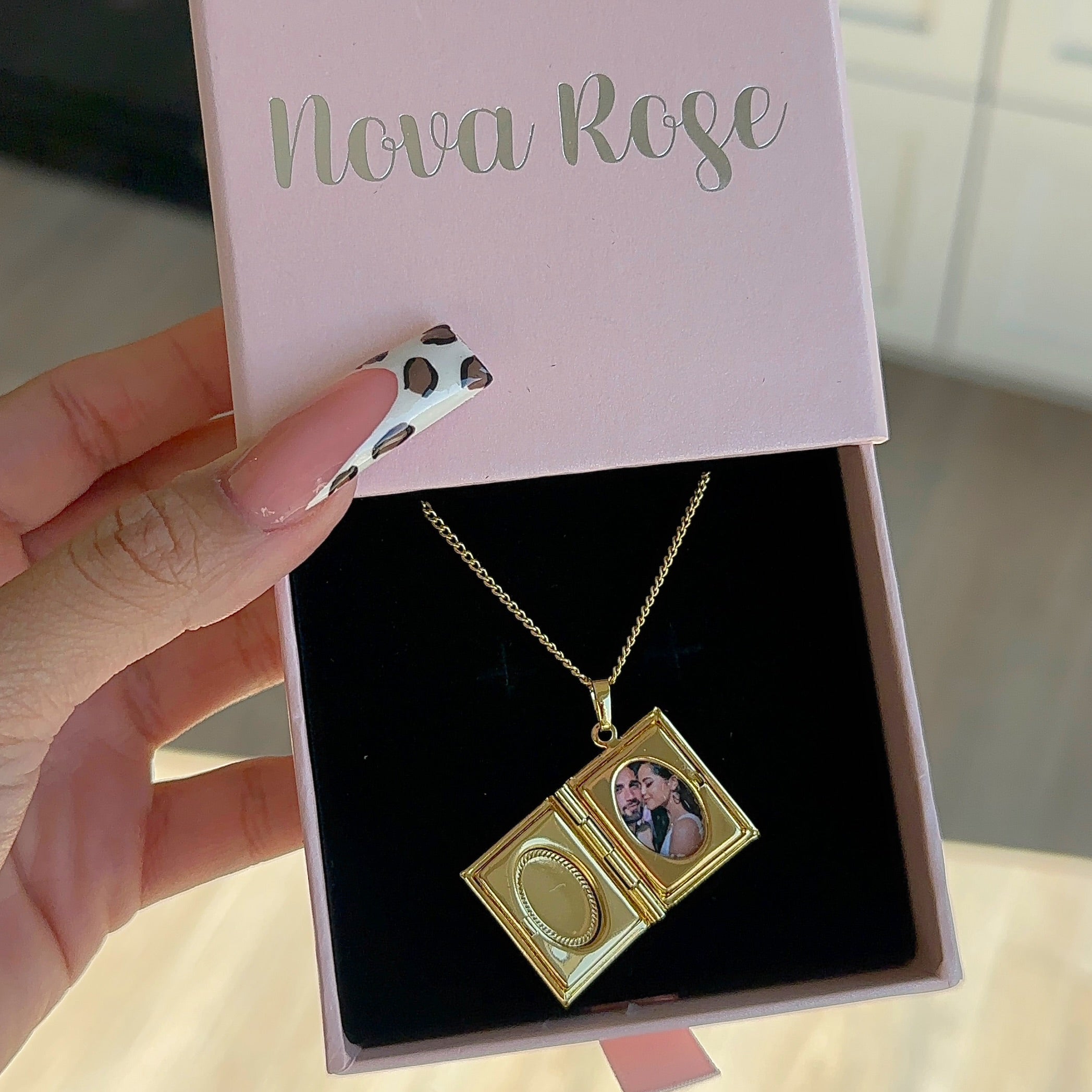 Photo locket book necklace