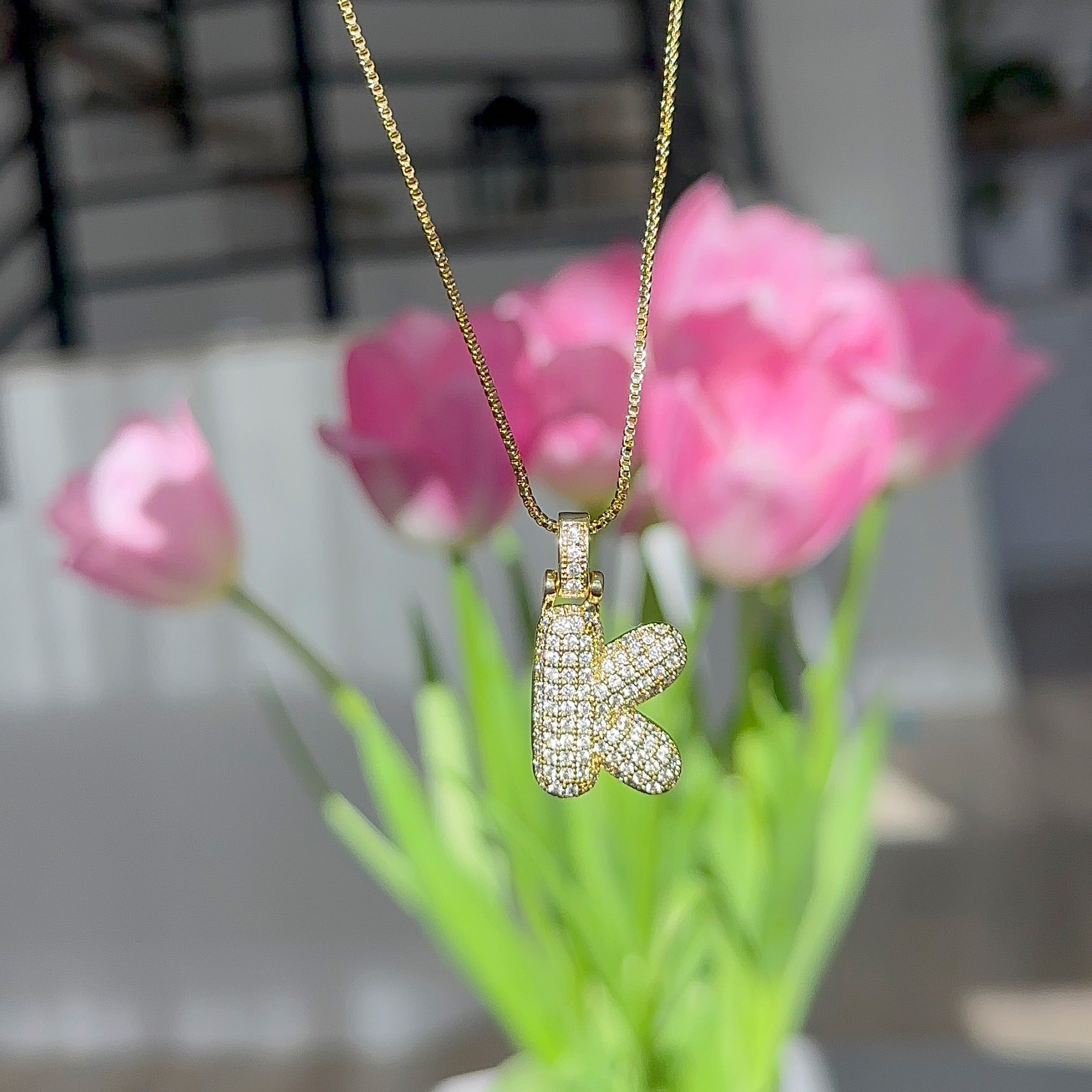 Bubble letter necklace