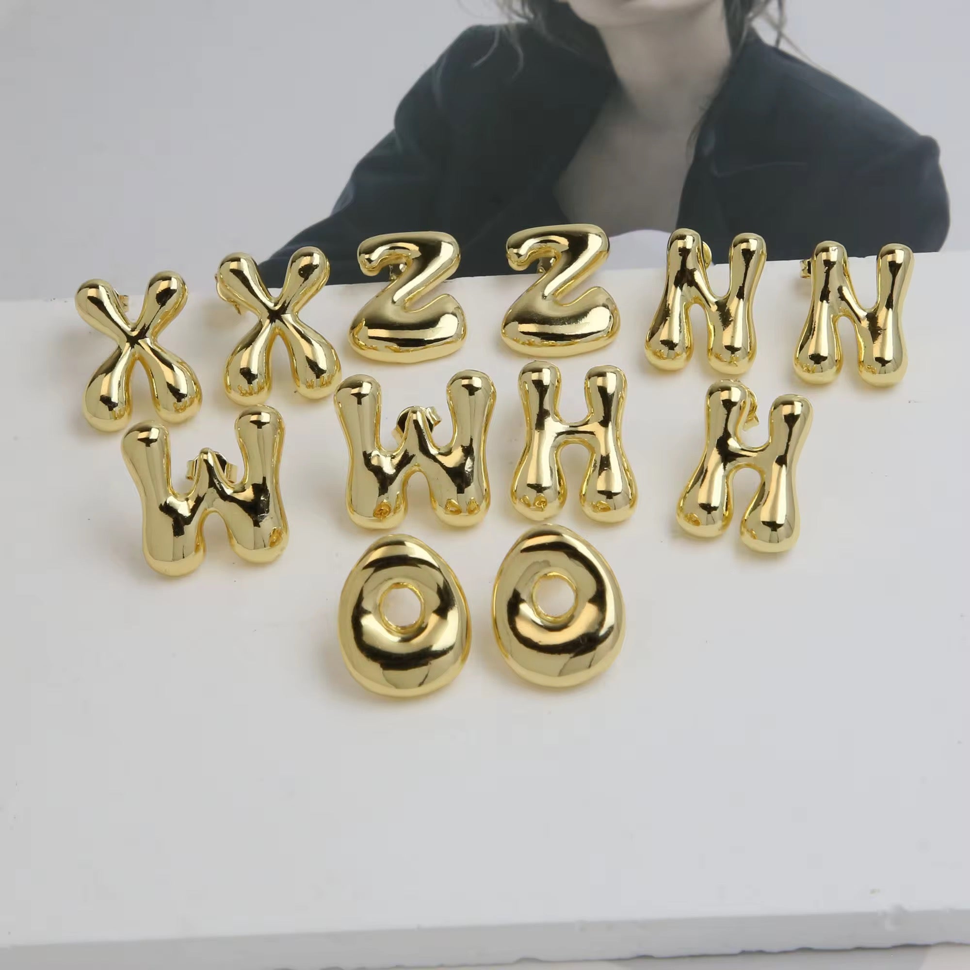 bubble letter studs