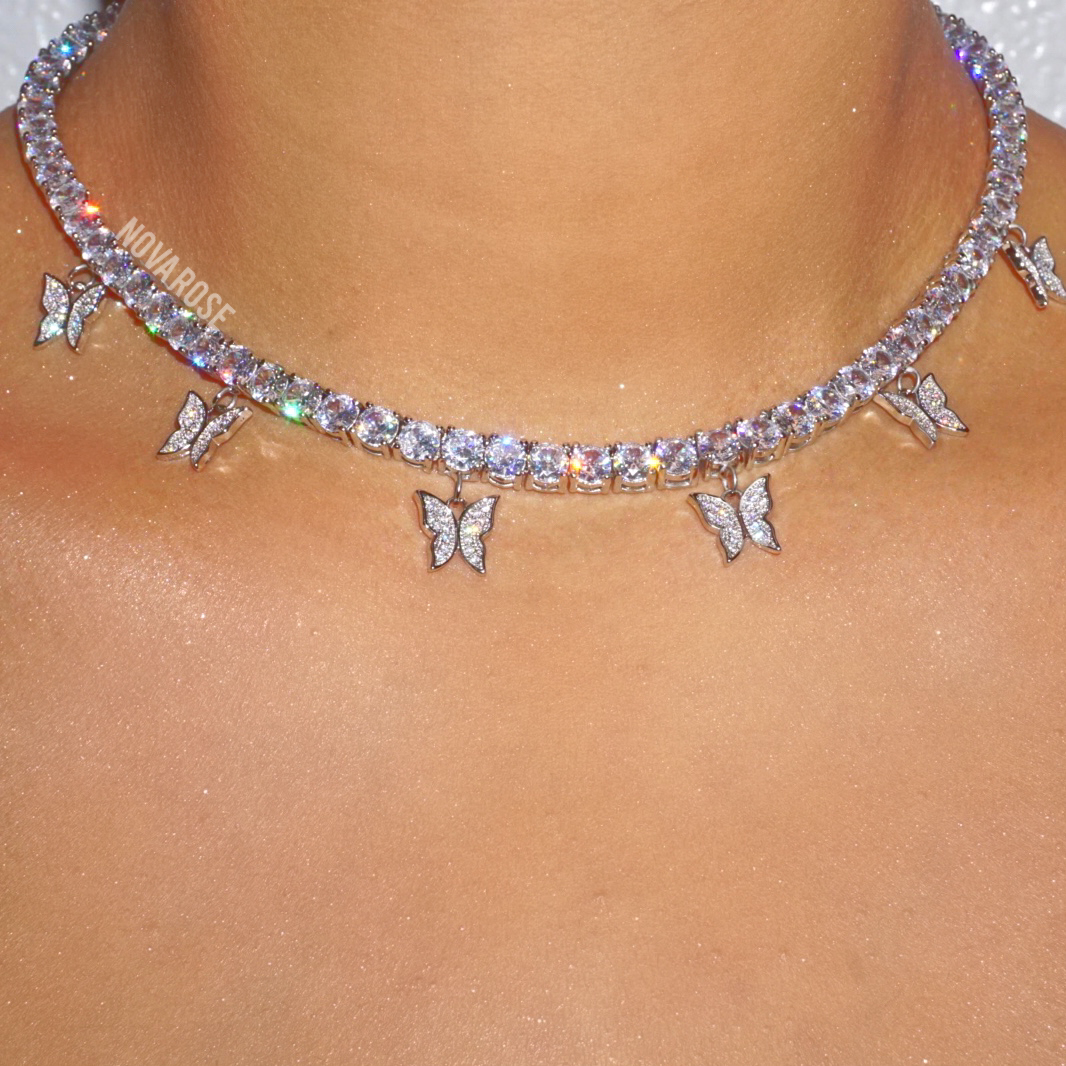 Luxe butterfly tennis choker