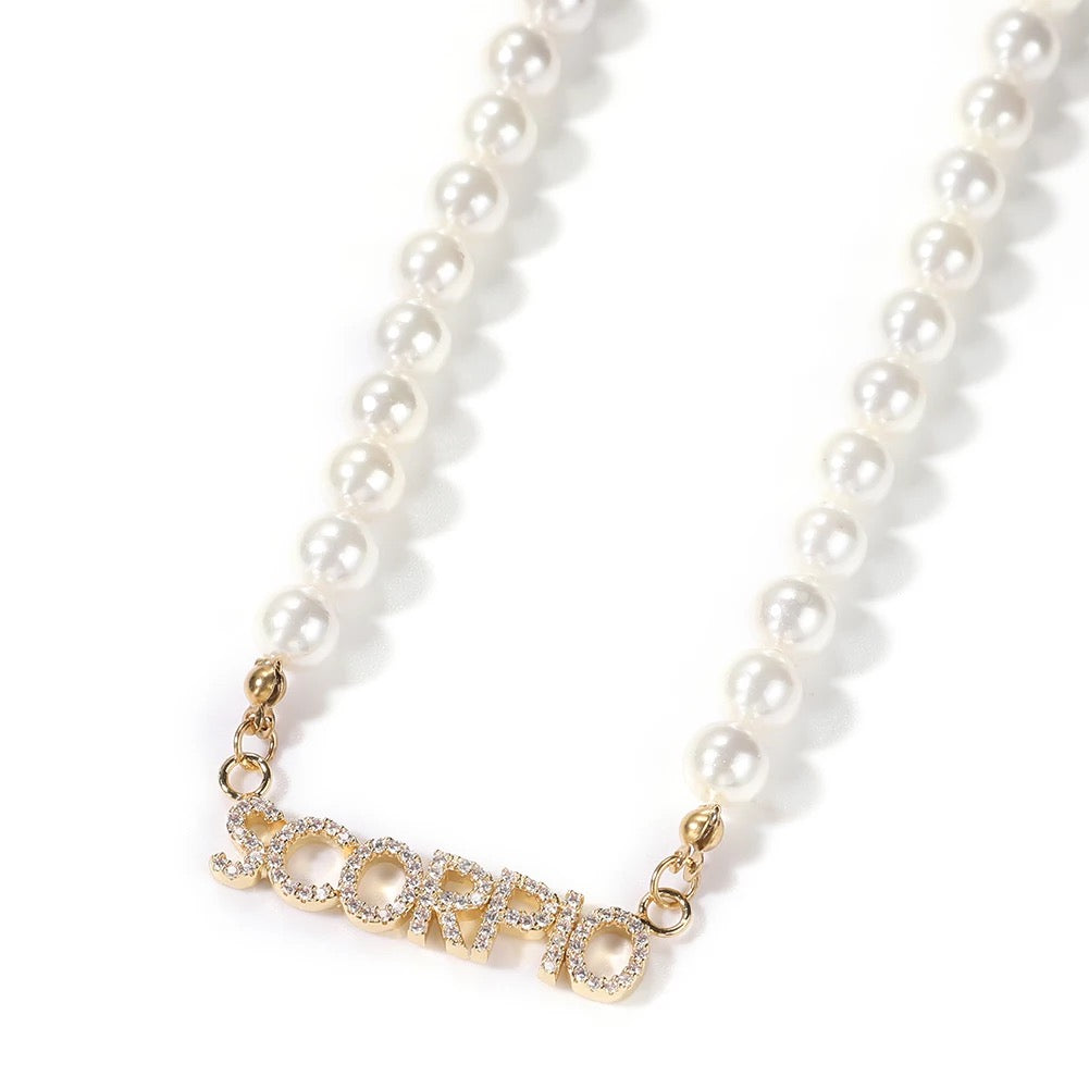 Pearl zodiac necklace